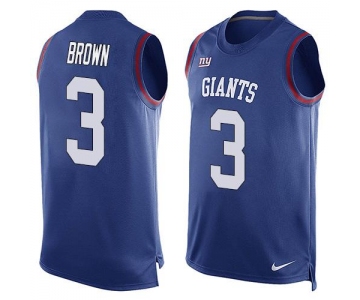 Men's New York Giants #3 Josh Brown Royal Blue Hot Pressing Player Name & Number Nike NFL Tank Top Jersey
