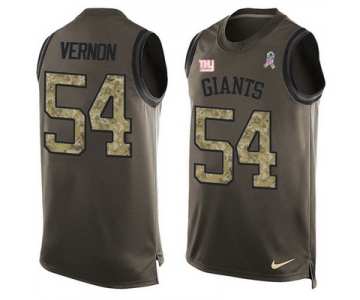 Men's New York Giants #54 Olivier Vernon Green Salute to Service Hot Pressing Player Name & Number Nike NFL Tank Top Jersey