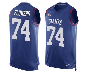 Men's New York Giants #74 Ereck Flowers Royal Blue Hot Pressing Player Name & Number Nike NFL Tank Top Jersey