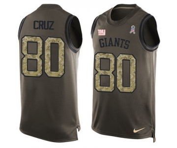 Men's New York Giants #80 Victor Cruz Green Salute to Service Hot Pressing Player Name & Number Nike NFL Tank Top Jersey