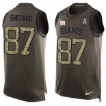 Men's New York Giants #87 Sterling Shepard Green Salute to Service Hot Pressing Player Name & Number Nike NFL Tank Top Jersey