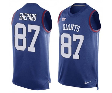 Men's New York Giants #87 Sterling Shepard Royal Blue Hot Pressing Player Name & Number Nike NFL Tank Top Jersey