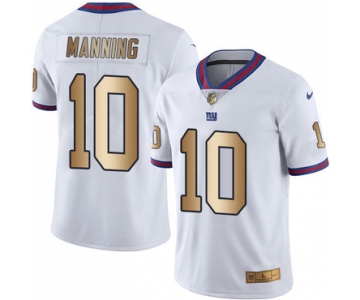 Nike Giants #10 Eli Manning White Men's Stitched NFL Limited Gold Rush Jersey