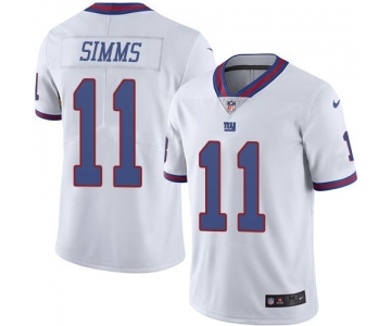 Nike Giants #11 Phil Simms White Men's Stitched NFL Limited Rush Jersey