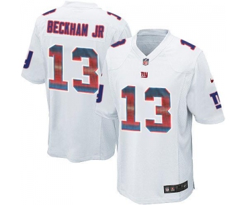 Nike Giants #13 Odell Beckham Jr White Men's Stitched NFL Limited Strobe Jersey
