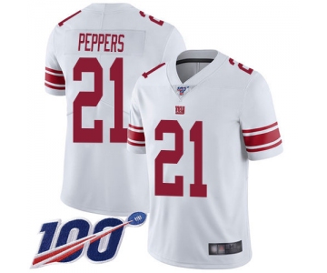 Nike Giants #21 Jabrill Peppers White Men's Stitched NFL 100th Season Vapor Limited Jersey