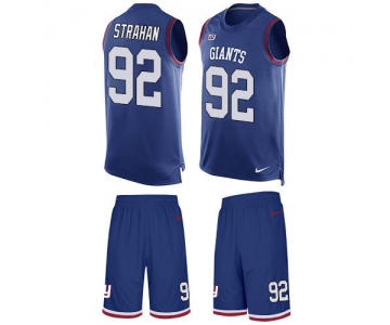 Nike Giants #92 Michael Strahan Royal Blue Team Color Men's Stitched NFL Limited Tank Top Suit Jersey