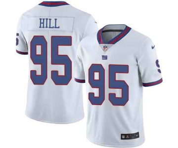 Nike New York Giants #95 B.J. Hill White Men's Stitched NFL Limited Rush Jersey