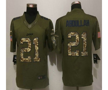 Men's Detroit Lions #21 Ameer Abdullah Green Salute to Service 2015 NFL Nike Limited Jersey