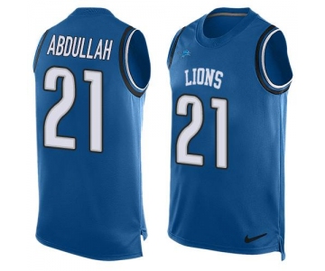 Men's Detroit Lions #21 Ameer Abdullah Light Blue Hot Pressing Player Name & Number Nike NFL Tank Top Jersey