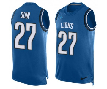 Men's Detroit Lions #27 Glover Quin Light Blue Hot Pressing Player Name & Number Nike NFL Tank Top Jersey