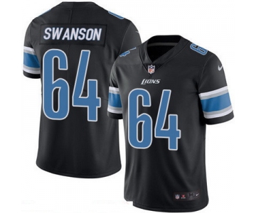 Men's Detroit Lions #64 Travis Swanson Black 2016 Color Rush Stitched NFL Nike Limited Jersey