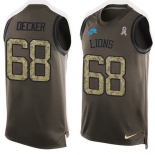 Men's Detroit Lions #68 Taylor Decker Green Salute to Service Hot Pressing Player Name & Number Nike NFL Tank Top Jersey