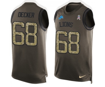 Men's Detroit Lions #68 Taylor Decker Green Salute to Service Hot Pressing Player Name & Number Nike NFL Tank Top Jersey