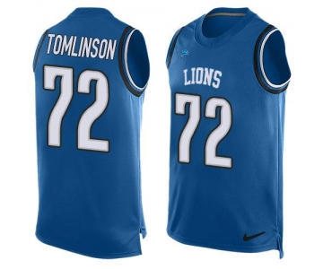 Men's Detroit Lions #72 Laken Tomlinson Light Blue Hot Pressing Player Name & Number Nike NFL Tank Top Jersey