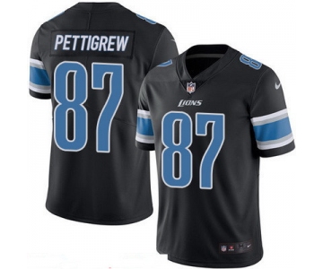 Men's Detroit Lions #87 Brandon Pettigrew Black 2016 Color Rush Stitched NFL Nike Limited Jersey
