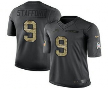 Men's Detroit Lions #9 Matthew Stafford Black Anthracite 2016 Salute To Service Stitched NFL Nike Limited Jersey
