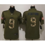 Men's Detroit Lions #9 Matthew Stafford Green Salute to Service 2015 NFL Nike Limited Jersey