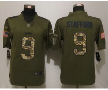 Men's Detroit Lions #9 Matthew Stafford Green Salute to Service 2015 NFL Nike Limited Jersey