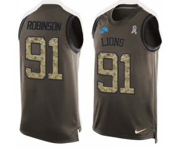 Men's Detroit Lions #91 A'Shawn Robinson Green Salute to Service Hot Pressing Player Name & Number Nike NFL Tank Top Jersey