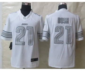 Nike Detroit Lions #21 Reggie Bush Platinum White Limited Jersey