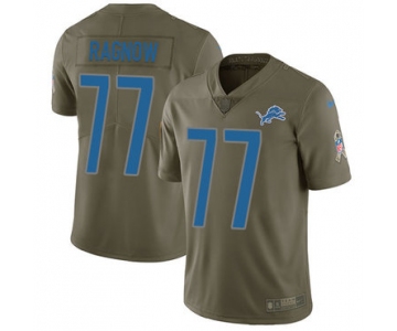 Nike Detroit Lions #77 Frank Ragnow Olive Men's Stitched NFL Limited 2017 Salute To Service Jersey