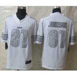 Nike Detroit Lions #81 Calvin Johnson Platinum White Limited Jersey