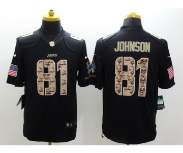 Nike Detroit Lions #81 Calvin Johnson Salute to Service Black Limited Jersey