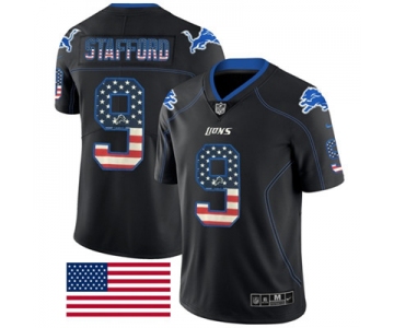 Nike Detroit Lions #9 Matthew Stafford Black Men's Stitched NFL Limited Rush USA Flag Jersey