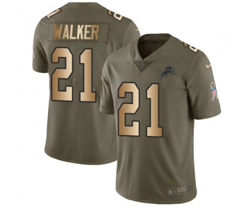 Nike Lions #21 Tracy Walker Olive Gold Men's Stitched NFL Limited 2017 Salute To Service Jersey