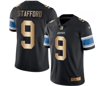 Nike Lions #9 Matthew Stafford Black Men's Stitched NFL Limited Gold Rush Jersey