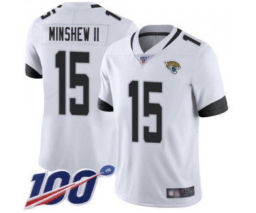 Jaguars #15 Gardner Minshew II White Men's Stitched Football 100th Season Vapor Limited Jersey