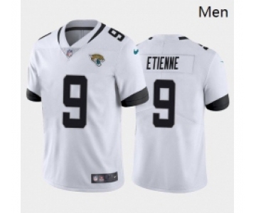 Men Jacksonville Jaguars #9 Travis Etienne White Blue Black 2021 Draft Jersey