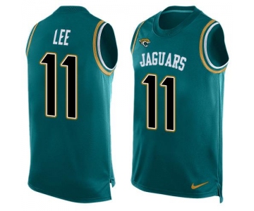 Men's Jacksonville Jaguars #11 Marqise Lee Teal Green Hot Pressing Player Name & Number Nike NFL Tank Top Jersey