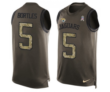 Men's Jacksonville Jaguars #5 Blake Bortles Green Salute to Service Hot Pressing Player Name & Number Nike NFL Tank Top Jersey