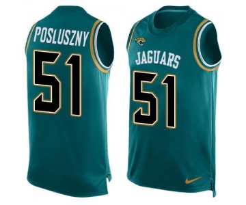 Men's Jacksonville Jaguars #51 Paul Posluszny Teal Green Hot Pressing Player Name & Number Nike NFL Tank Top Jersey