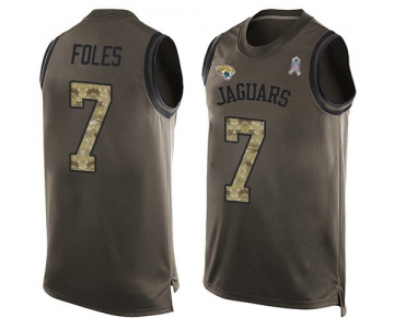 Men's Jacksonville Jaguars #7 Nick Foles Green Stitched Football Limited Salute To Service Tank Top Jersey