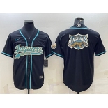 Men's Jacksonville Jaguars Black Team Big Logo With Patch Cool Base Stitched Baseball Jersey