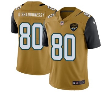 Nike #80 James O'Shaughnessy Jacksonville Jaguars Men's Limited Gold Color Rush Vapor Untouchable Jersey