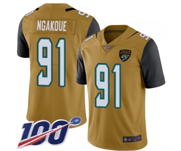 Nike Jaguars #91 Yannick Ngakoue Gold Men's Stitched NFL Limited Rush 100th Season Jersey