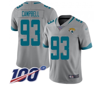 Nike Jaguars #93 Calais Campbell Silver Men's Stitched NFL Limited Inverted Legend 100th Season Jersey