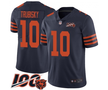 Bears #10 Mitchell Trubisky Navy Blue Alternate Men's Stitched Football 100th Season Vapor Limited Jersey