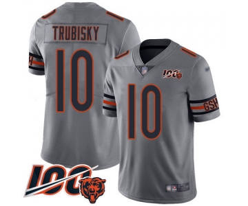 Bears #10 Mitchell Trubisky Silver Men's Stitched Football Limited Inverted Legend 100th Season Jersey