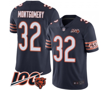 Bears #32 David Montgomery Navy Blue Team Color Men's Stitched Football 100th Season Vapor Limited Jersey