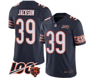 Bears #39 Eddie Jackson Navy Blue Team Color Men's Stitched Football 100th Season Vapor Limited Jersey