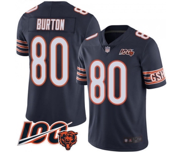 Bears #80 Trey Burton Navy Blue Team Color Men's Stitched Football 100th Season Vapor Limited Jersey
