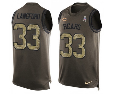 Men's Chicago Bears #33 Jeremy Langford Green Salute to Service Hot Pressing Player Name & Number Nike NFL Tank Top Jersey