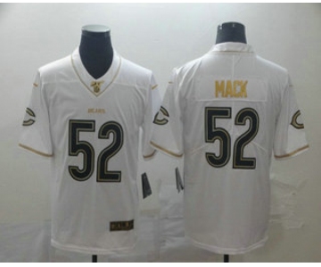 Men's Chicago Bears #52 Khalil Mack White 100th Season Golden Edition Jersey