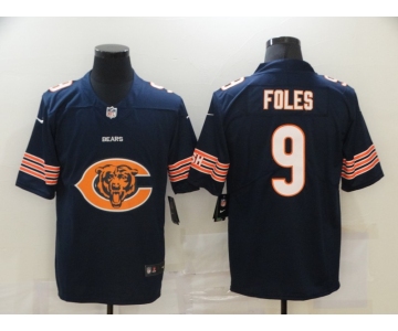 Men's Chicago Bears #9 Nick Foles Navy Blue 2020 Big Logo Vapor Untouchable Stitched NFL Nike Fashion Limited Jersey