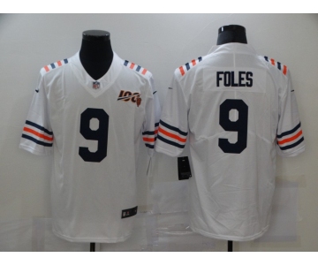 Men's Chicago Bears #9 Nick Foles White 2019 100th seasons Patch Vapor Untouchable Stitched NFL Nike Alternate Classic Limited Jersey